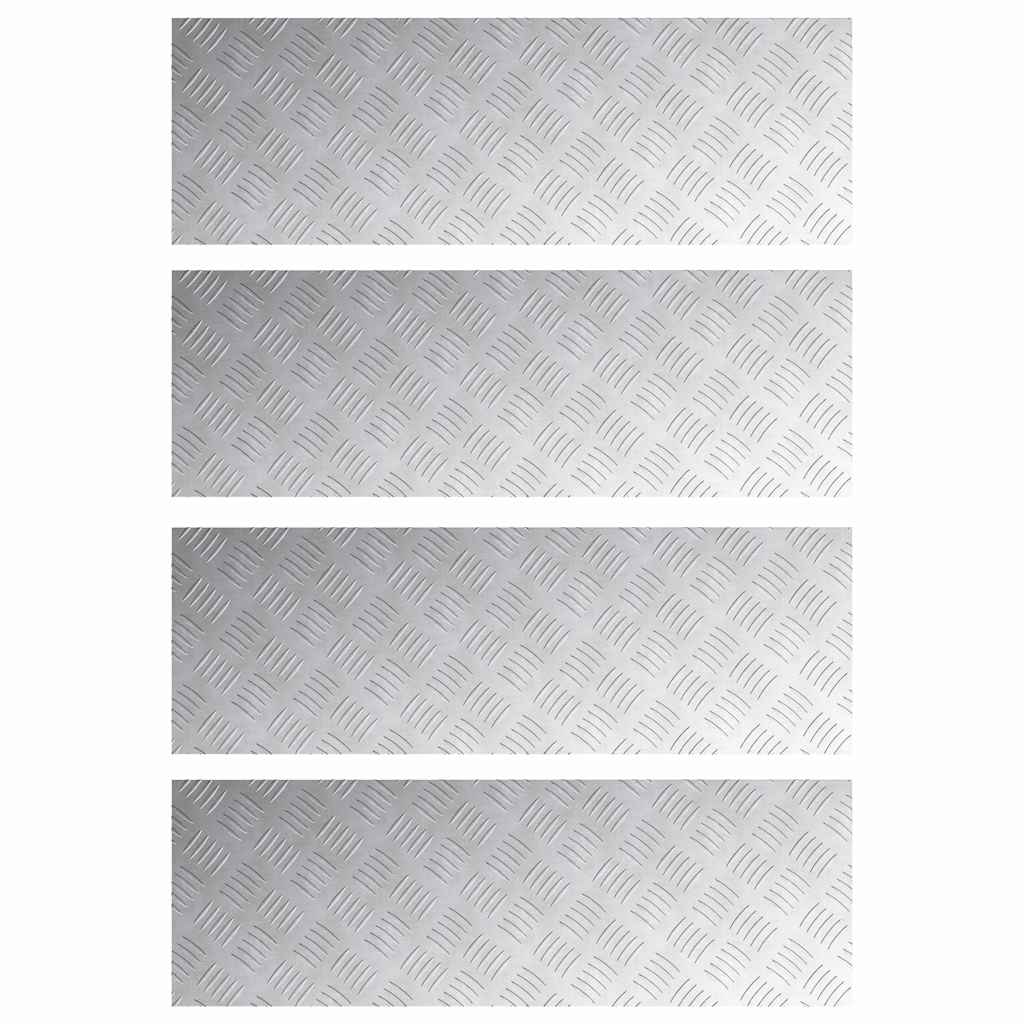 Checker Plates 4 pcs Silver 90 x 30 cm Aluminium