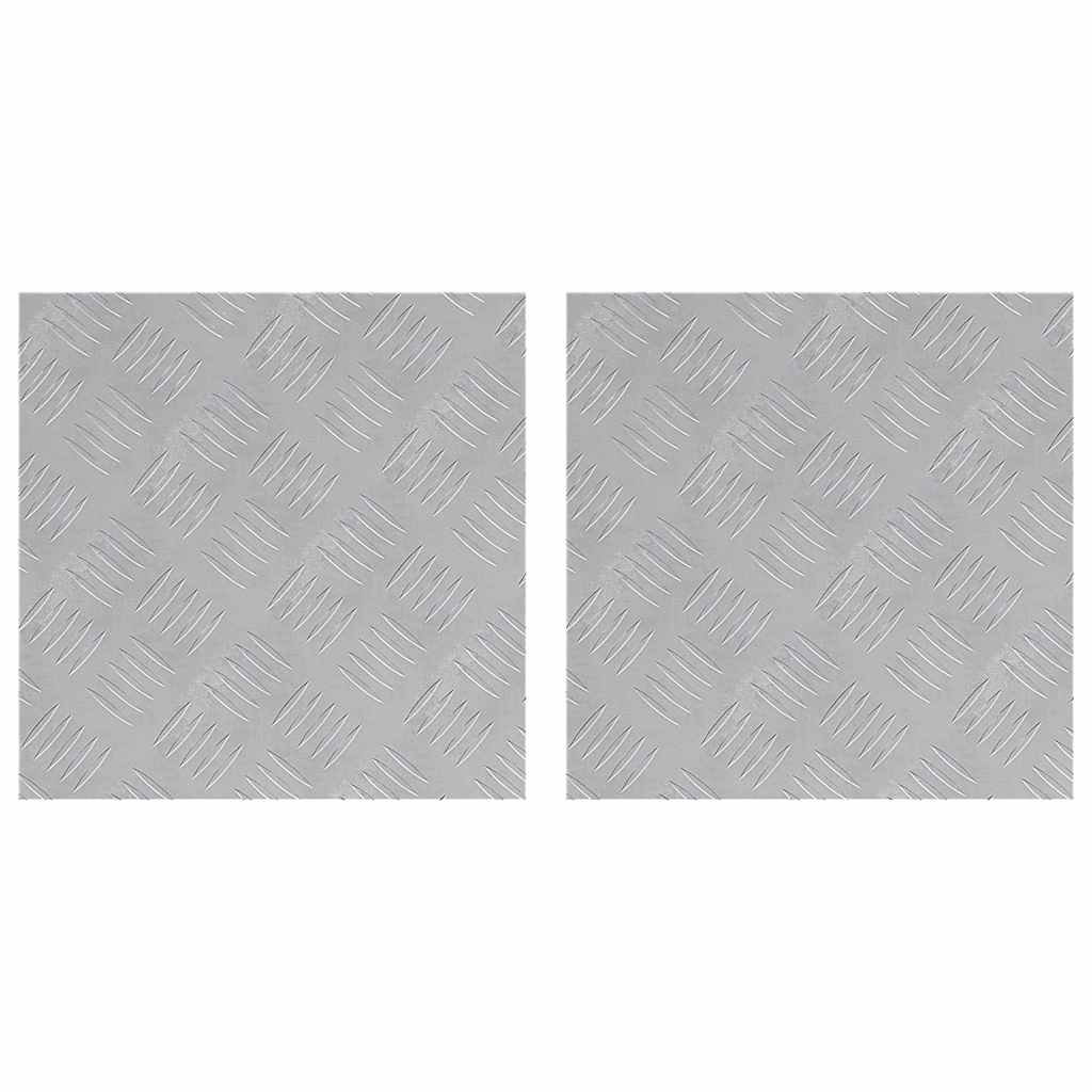 Checker Plates 2 pcs Silver 40 x 40 cm Aluminium