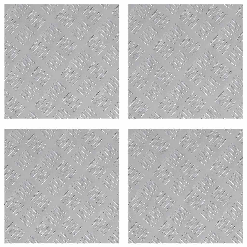 Checker Plates 4 pcs Silver 40 x 40 cm Aluminium