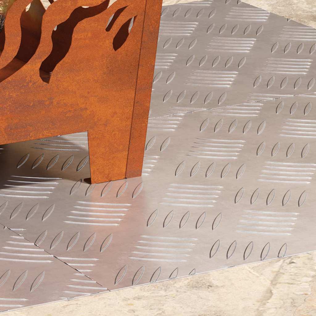 Checker Plates 4 pcs Silver 60 x 40 cm Aluminium
