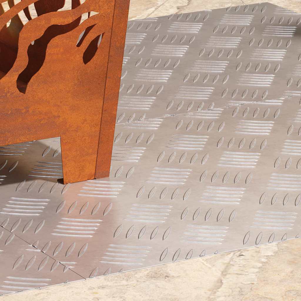 Checker Plates 4 pcs Silver 70 x 40 cm Aluminium