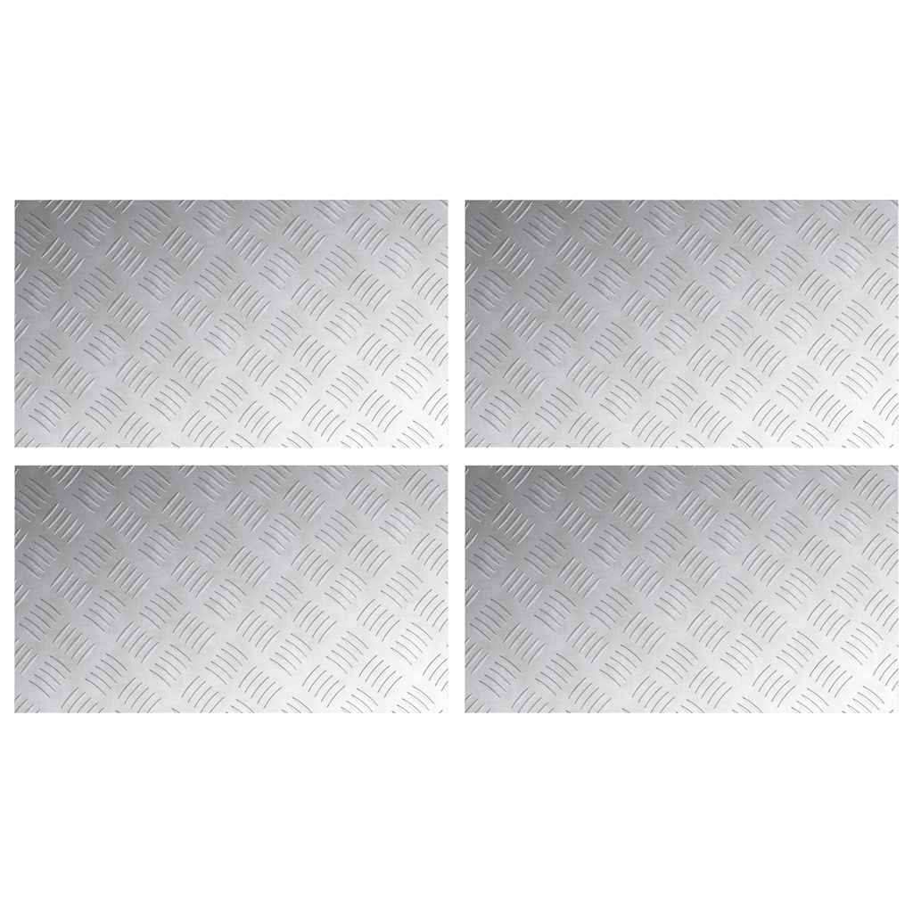 Checker Plates 4 pcs Silver 70 x 40 cm Aluminium