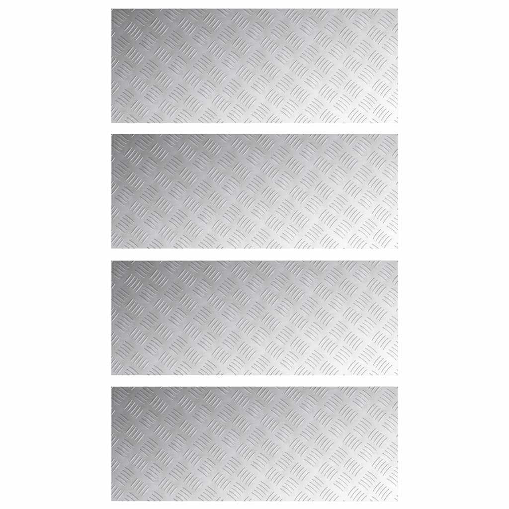 Checker Plates 4 pcs Silver 100 x 40 cm Aluminium