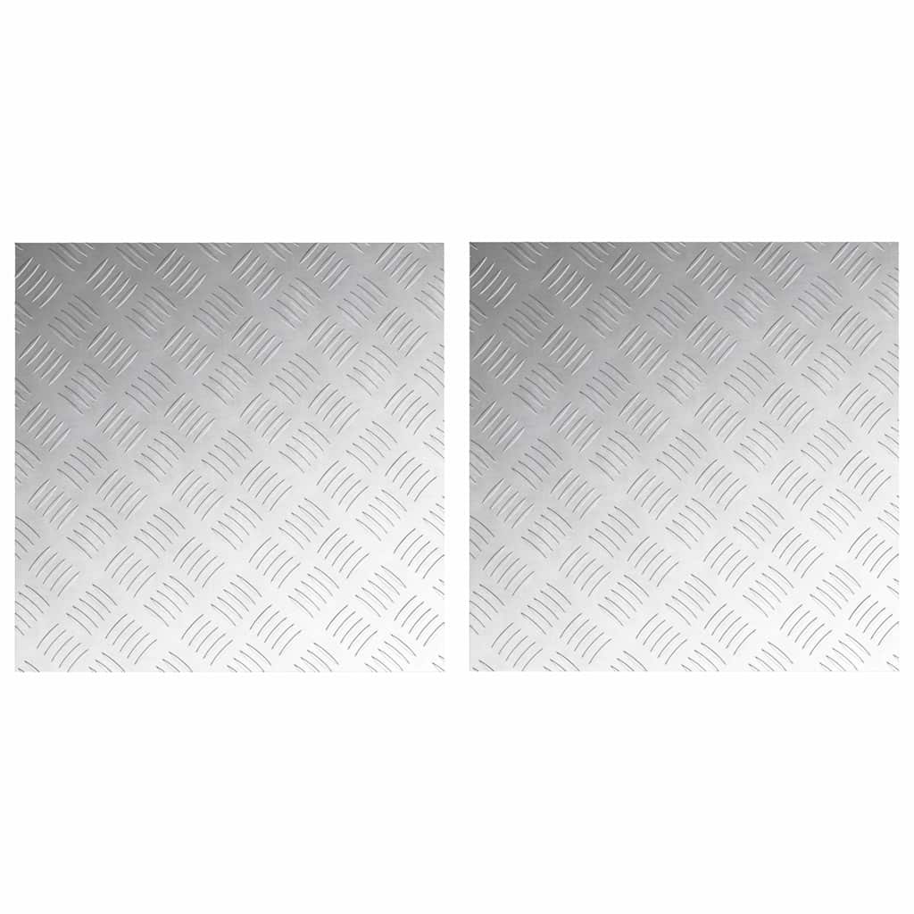 Checker Plates 2 pcs Silver 50 x 50 cm Aluminium