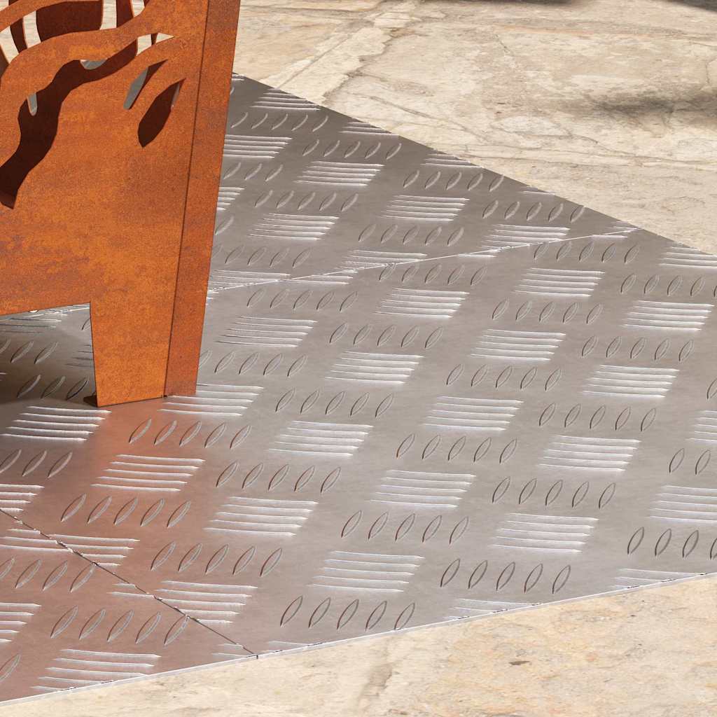 Checker Plates 4 pcs Silver 50 x 50 cm Aluminium