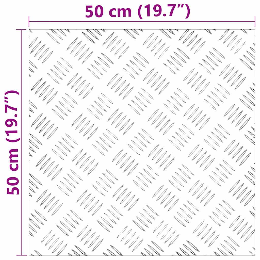 Checker Plates 4 pcs Silver 50 x 50 cm Aluminium