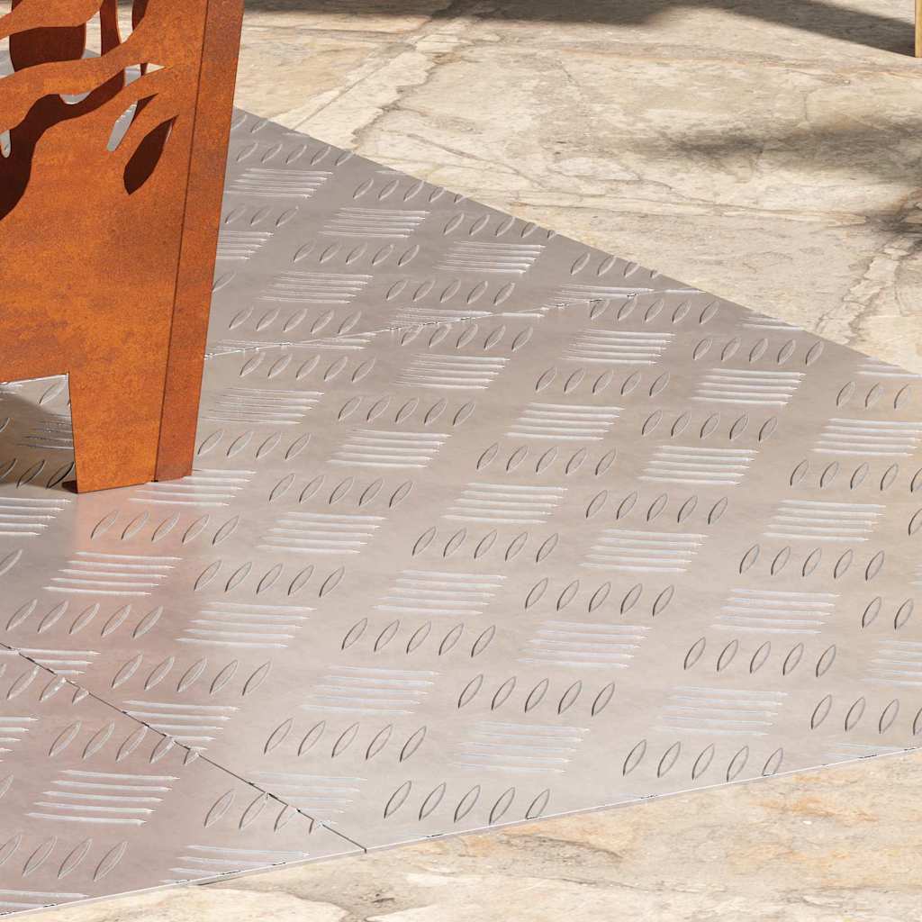 Checker Plates 4 pcs Silver 60 x 50 cm Aluminium