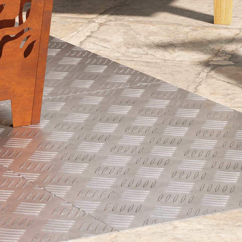 Checker Plates 4 pcs Silver 70 x 50 cm Aluminium