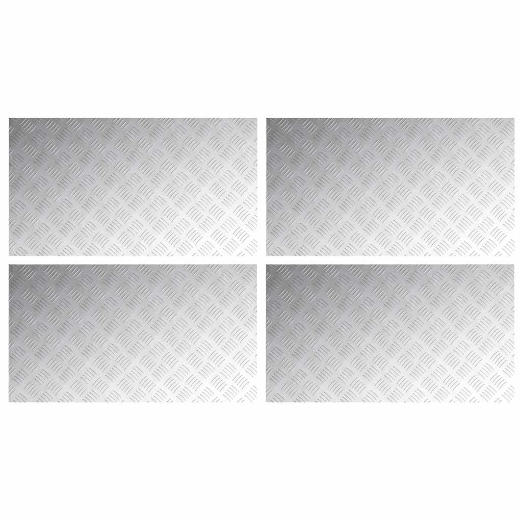 Checker Plates 4 pcs Silver 90 x 50 cm Aluminium