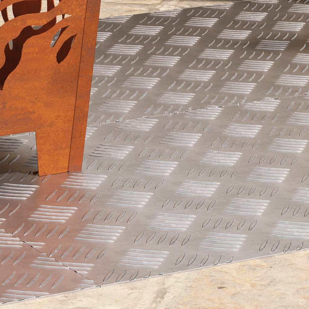Checker Plates 4 pcs Silver 100 x 50 cm Aluminium