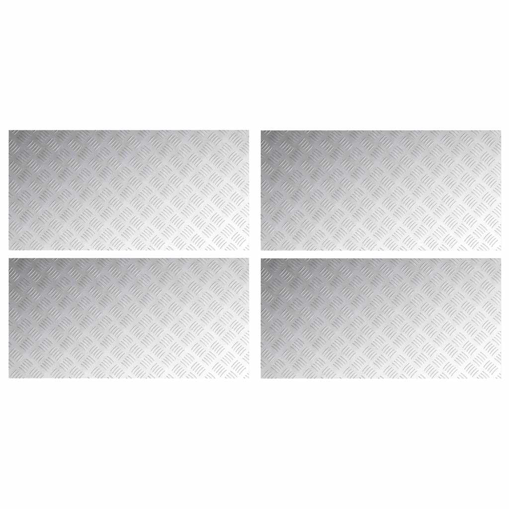 Checker Plates 4 pcs Silver 100 x 50 cm Aluminium