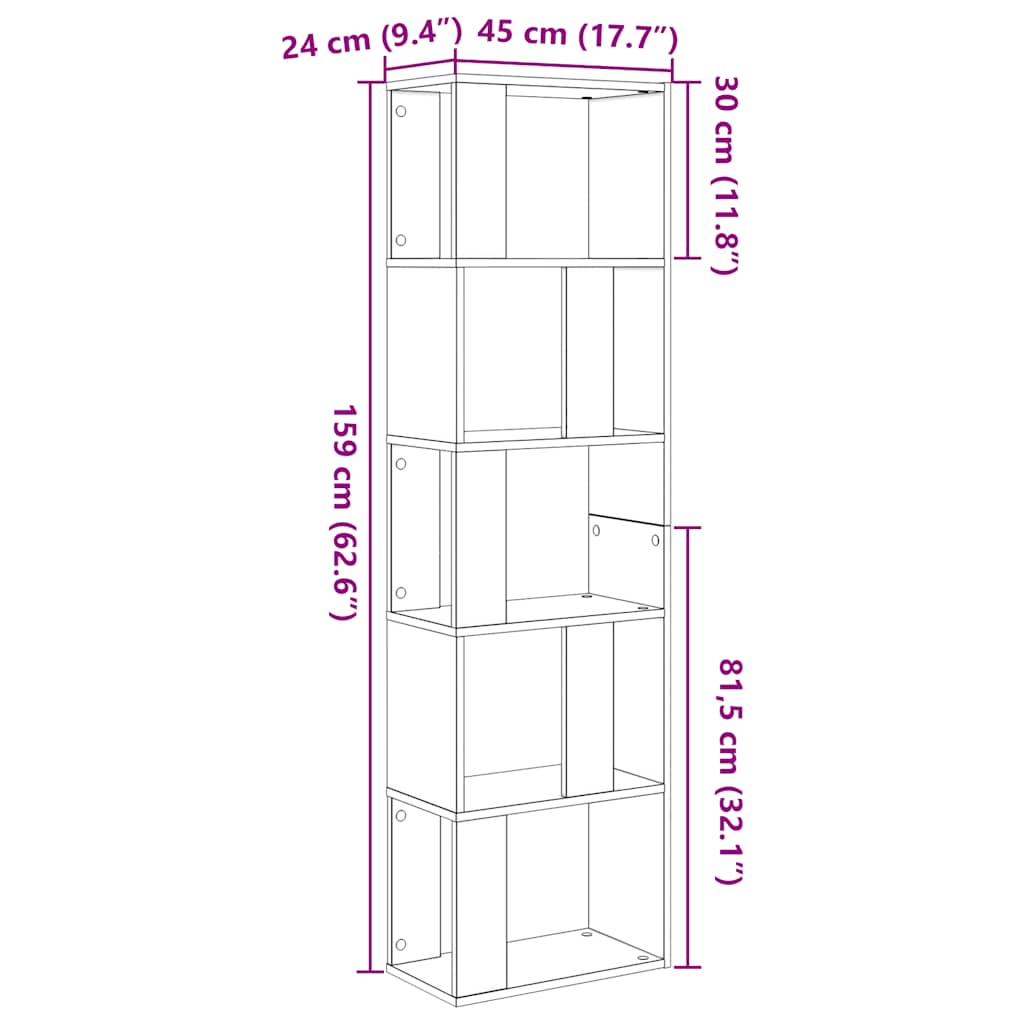 Book Cabinet/Room Divider Black Oak 45x24x159 cm Engineered Wood