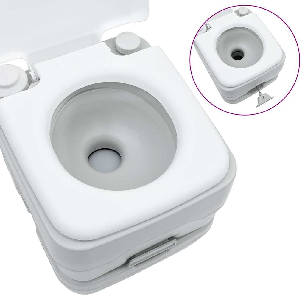 Camping Toilet 2 pcs Grey and White 50.5 x 33 x 103 cm