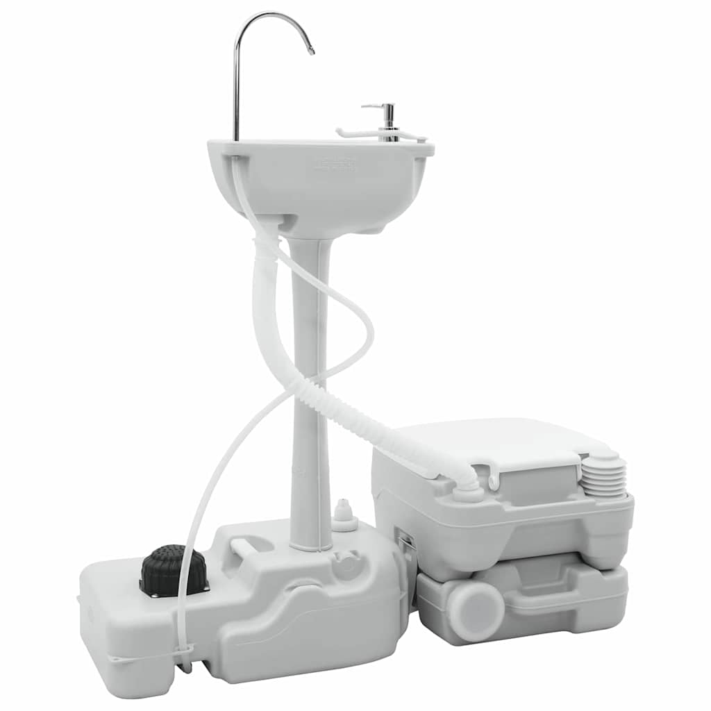 Camping Toilet 2 pcs Grey and White 50.5 x 33 x 103 cm