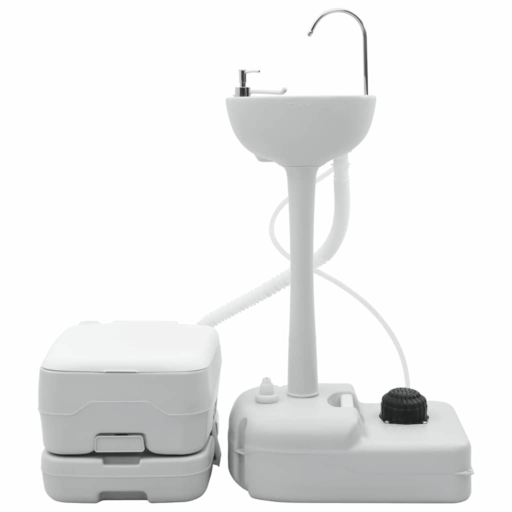 Camping Toilet 2 pcs Grey and White 50.5 x 33 x 103 cm