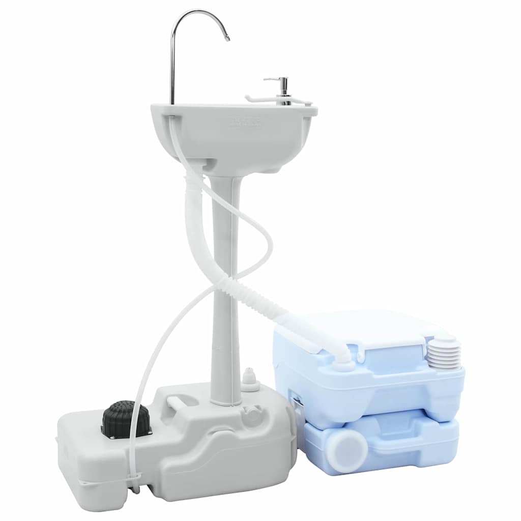 Camping Toilet 2 pcs Blue and White 50.5 x 33 x 103 cm