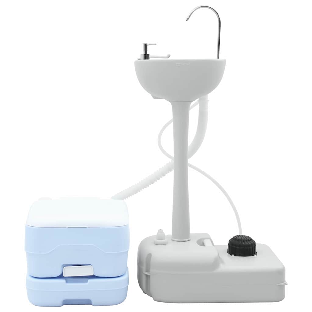 Camping Toilet 2 pcs Blue and White 50.5 x 33 x 103 cm