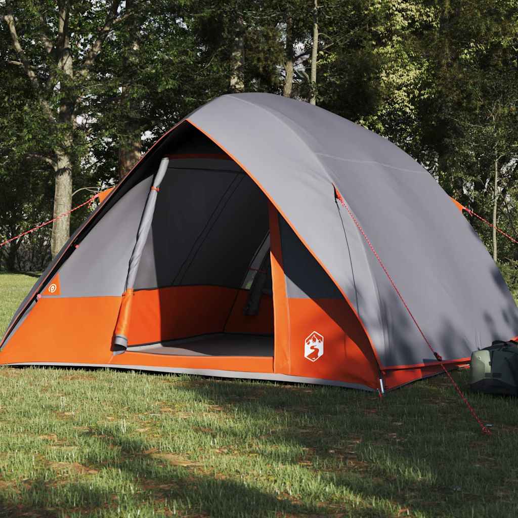 Camping Tent Grey and orange 320 x 275 x 190 cm Polyester