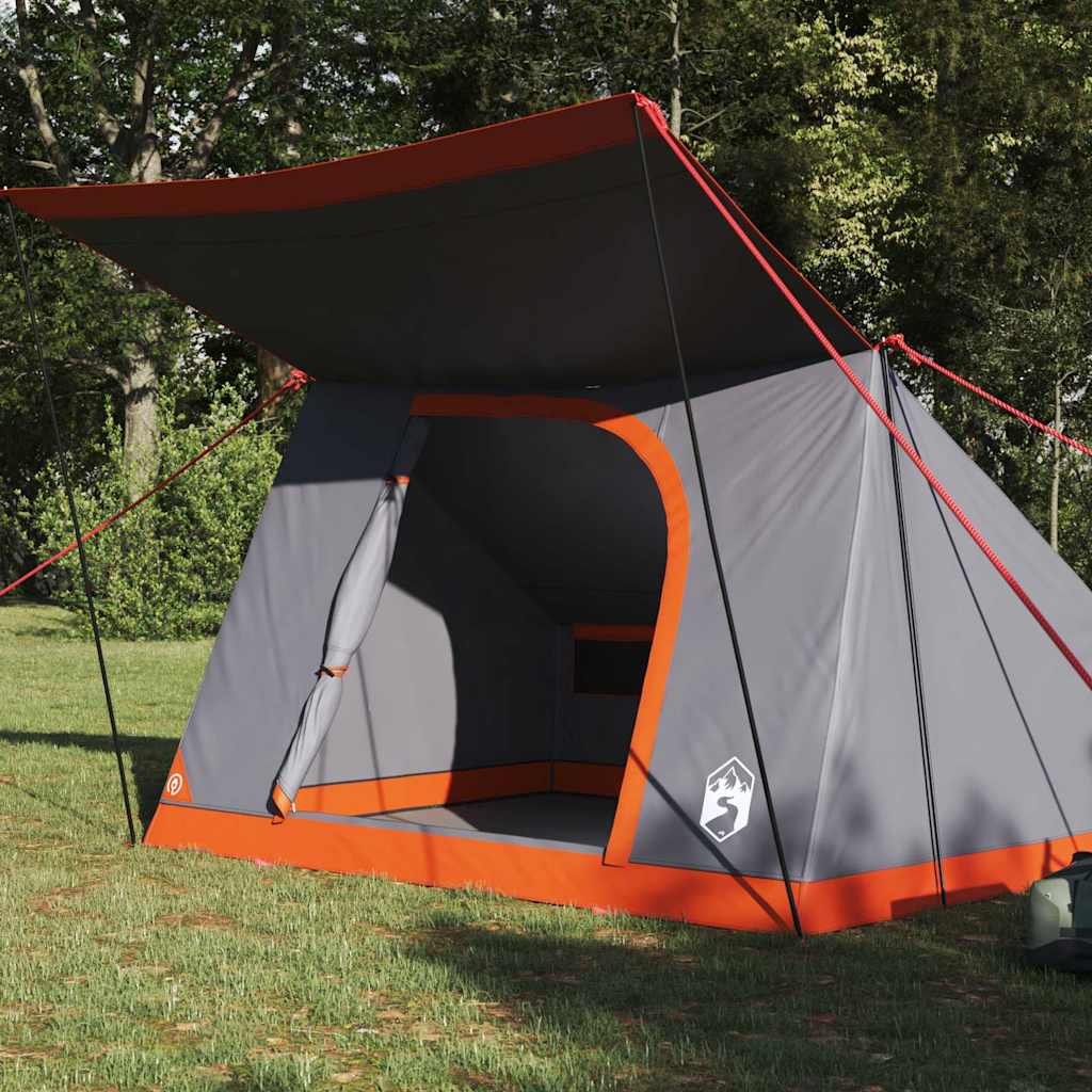 Camping Tent Grey and orange 223 x 163 x 130 cm Polyester