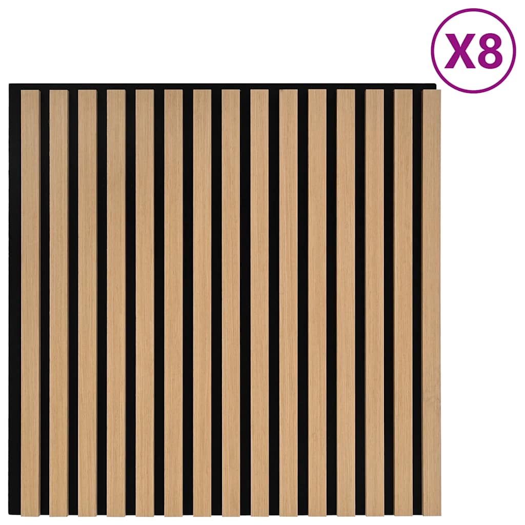 Acoustic Wall Panels 8 pcs Slatted 60.5x60 cm Oak Veneer