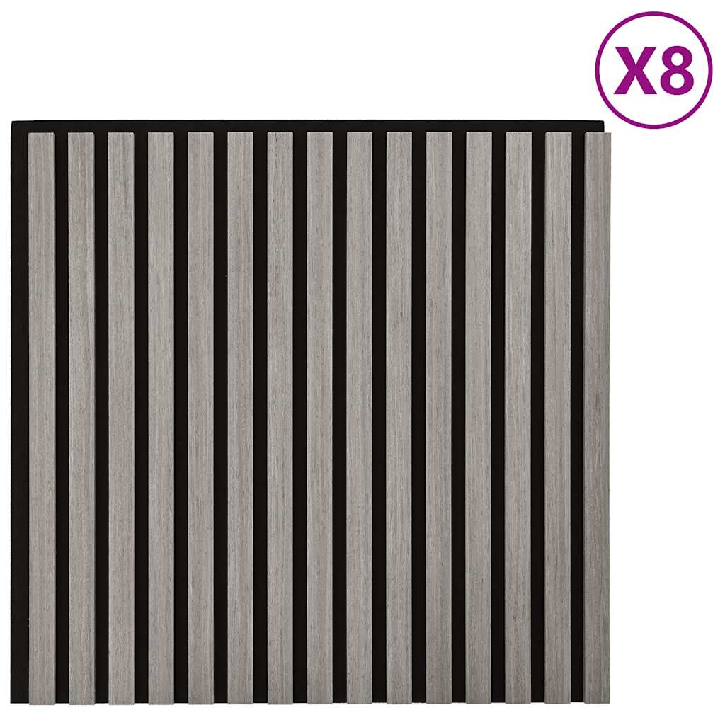 Acoustic Wall Panels 8 pcs Slatted 60.5x60 cm Oak Veneer