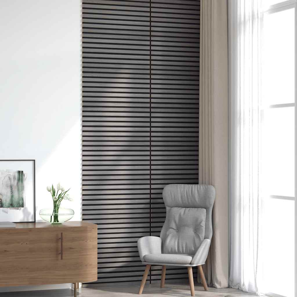 Acoustic Wall Panels 8 pcs Slatted 60.5x60 cm Oak Veneer