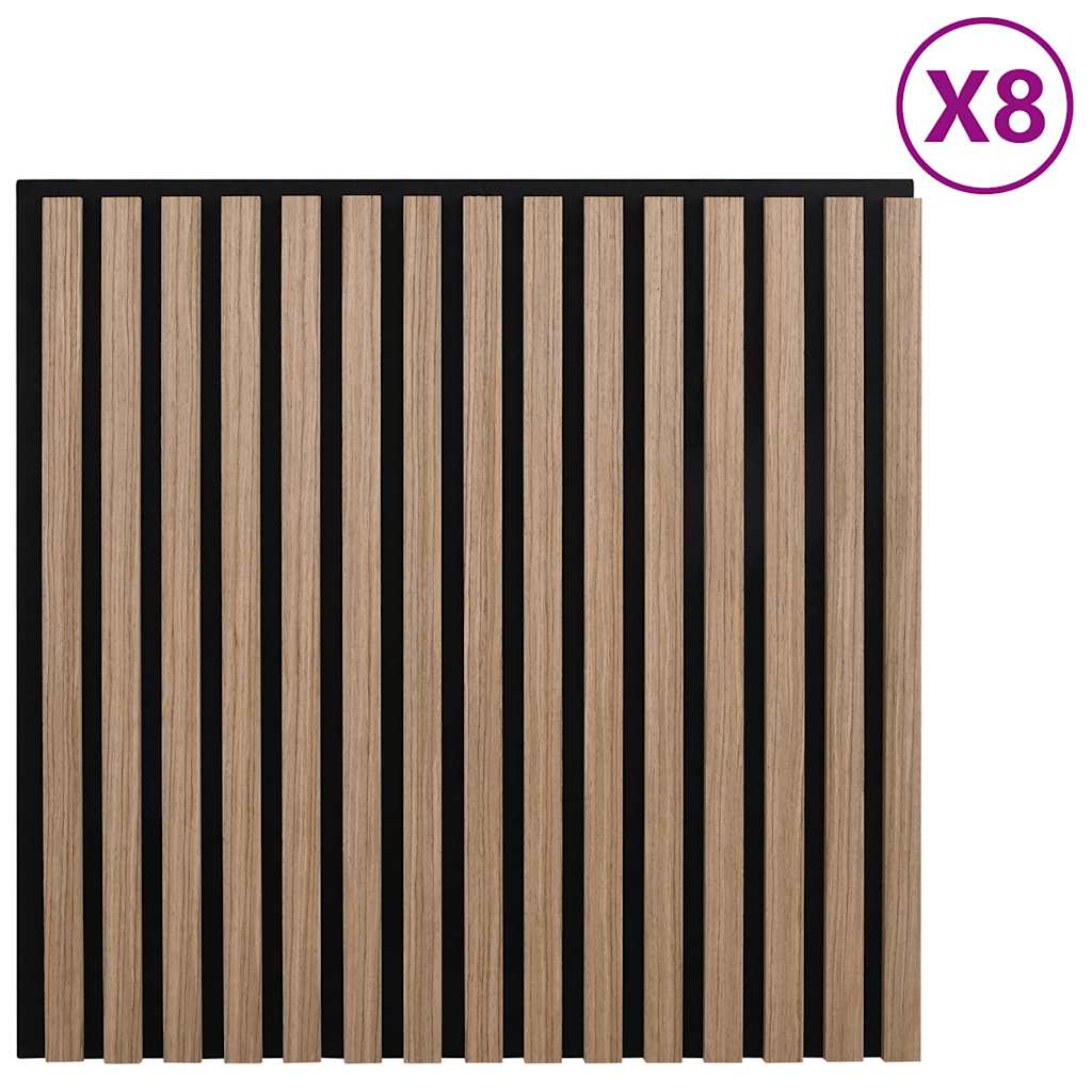 Acoustic Wall Panels 8 pcs Slatted 60.5x60 cm Oak Veneer