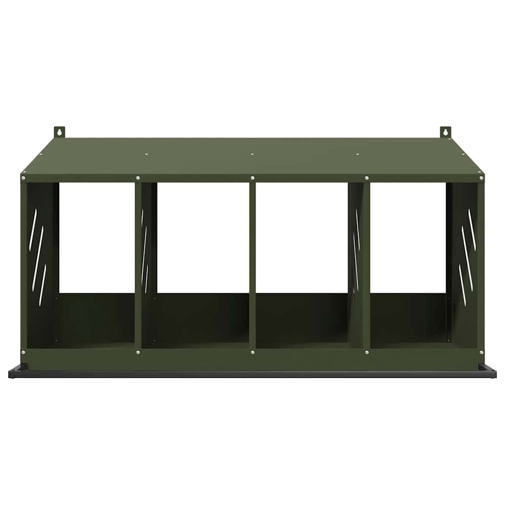Chicken Nesting Box with 4 Compartments Olive Green Metal