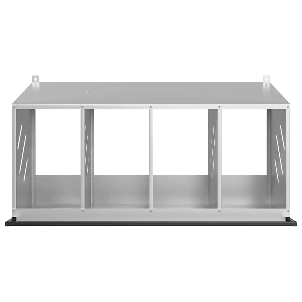 Chicken Nesting Box with 4 Compartments Galvanized Silver Metal