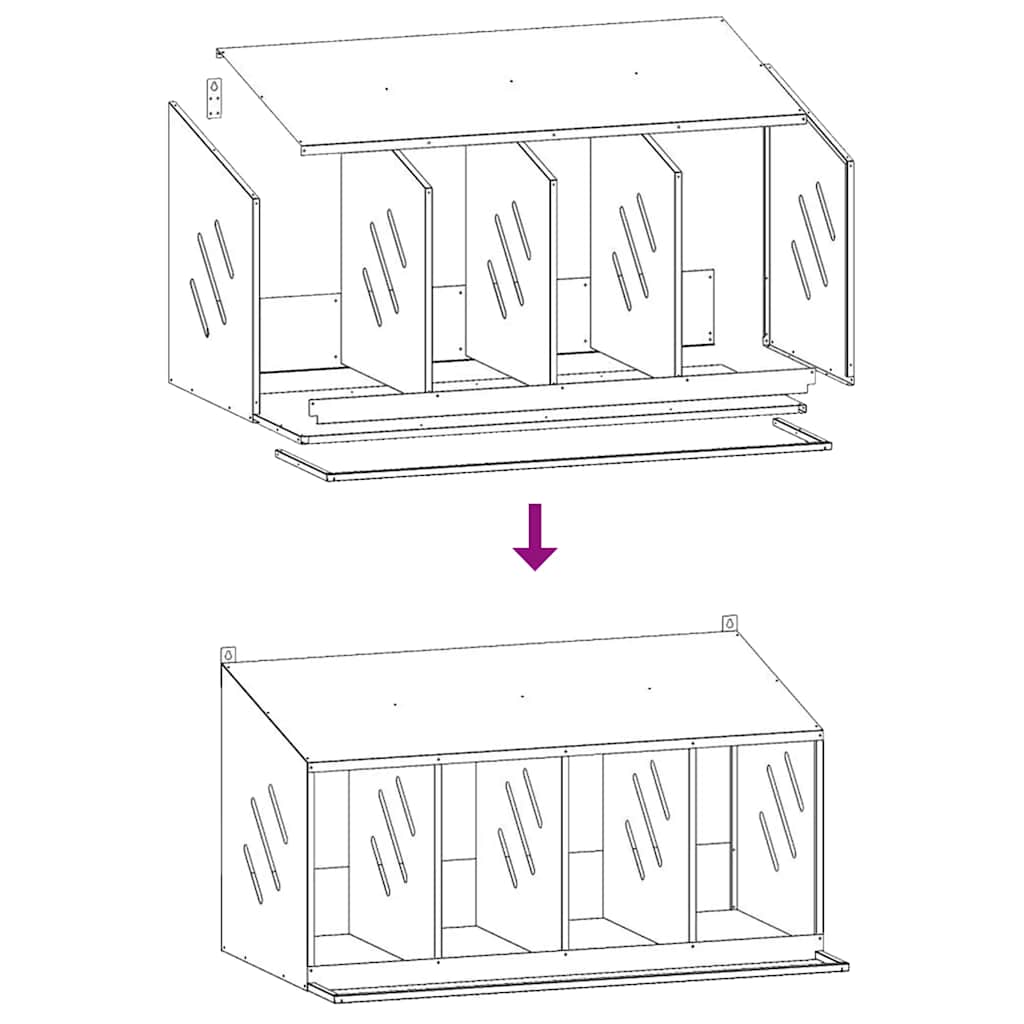 Chicken Nesting Box with 4 Compartments Galvanized Silver Metal