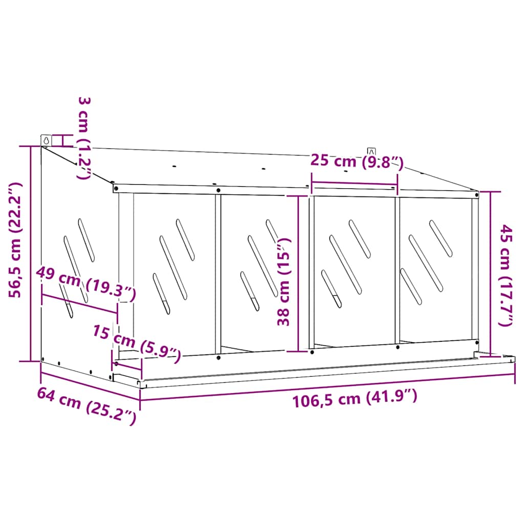 Chicken Nesting Box with 4 Compartments Galvanized Silver Metal