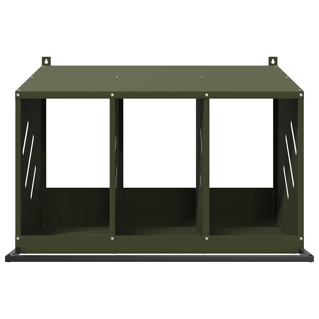 Chicken Nesting Box with 3 Compartments Olive Green Metal