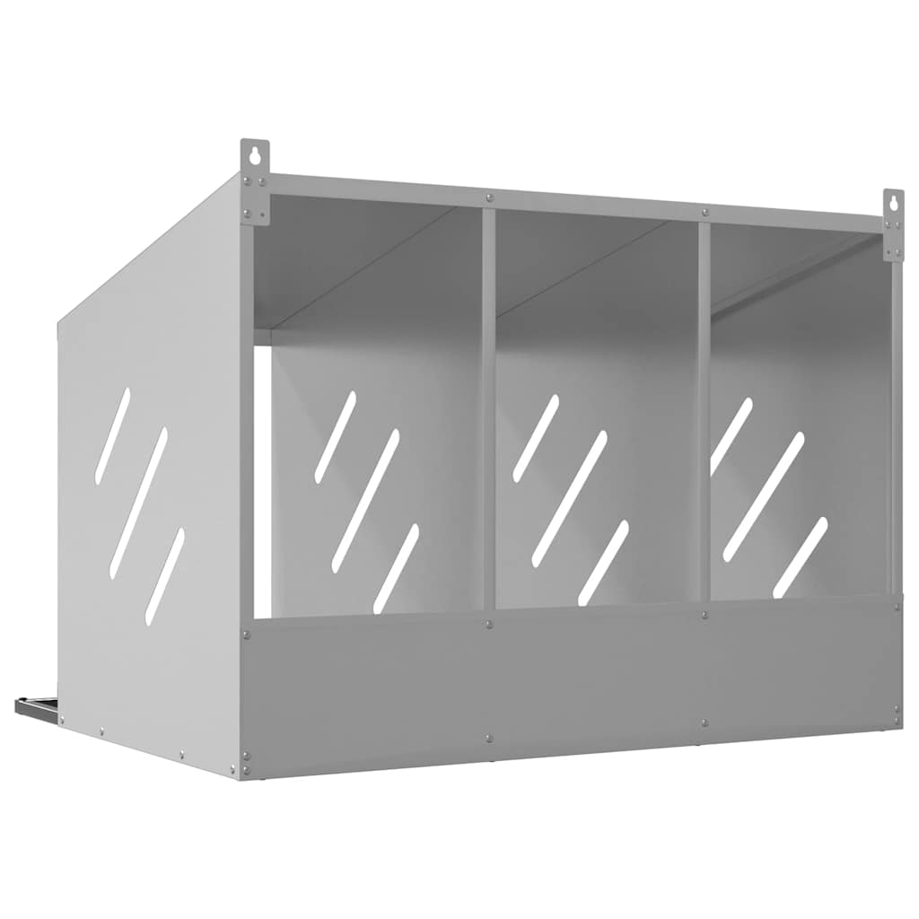 Chicken Nesting Box with 3 Compartments Galvanized Silver Metal
