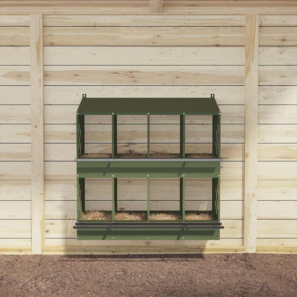 Chicken Nesting Box with 8 Compartments Olive Green Metal