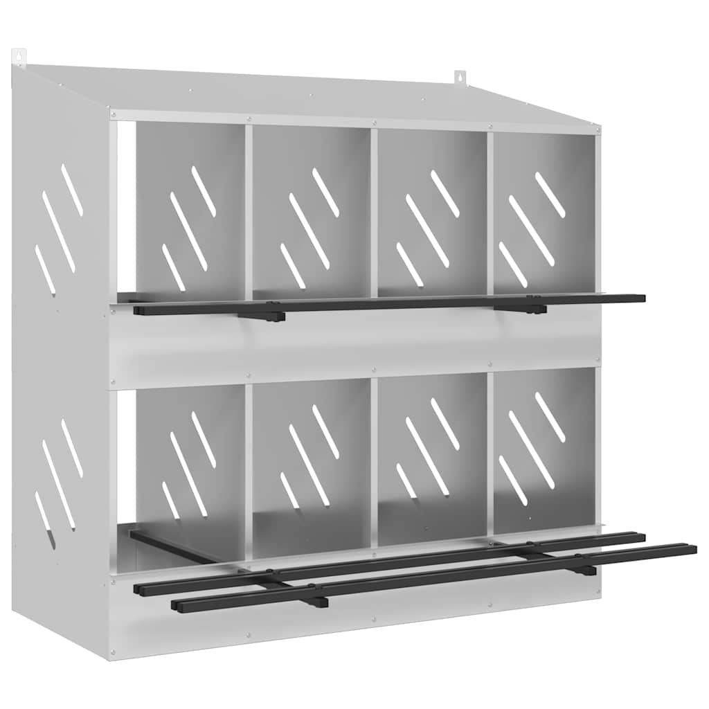 Chicken Nesting Box with 8 Compartments Galvanized Silver Metal