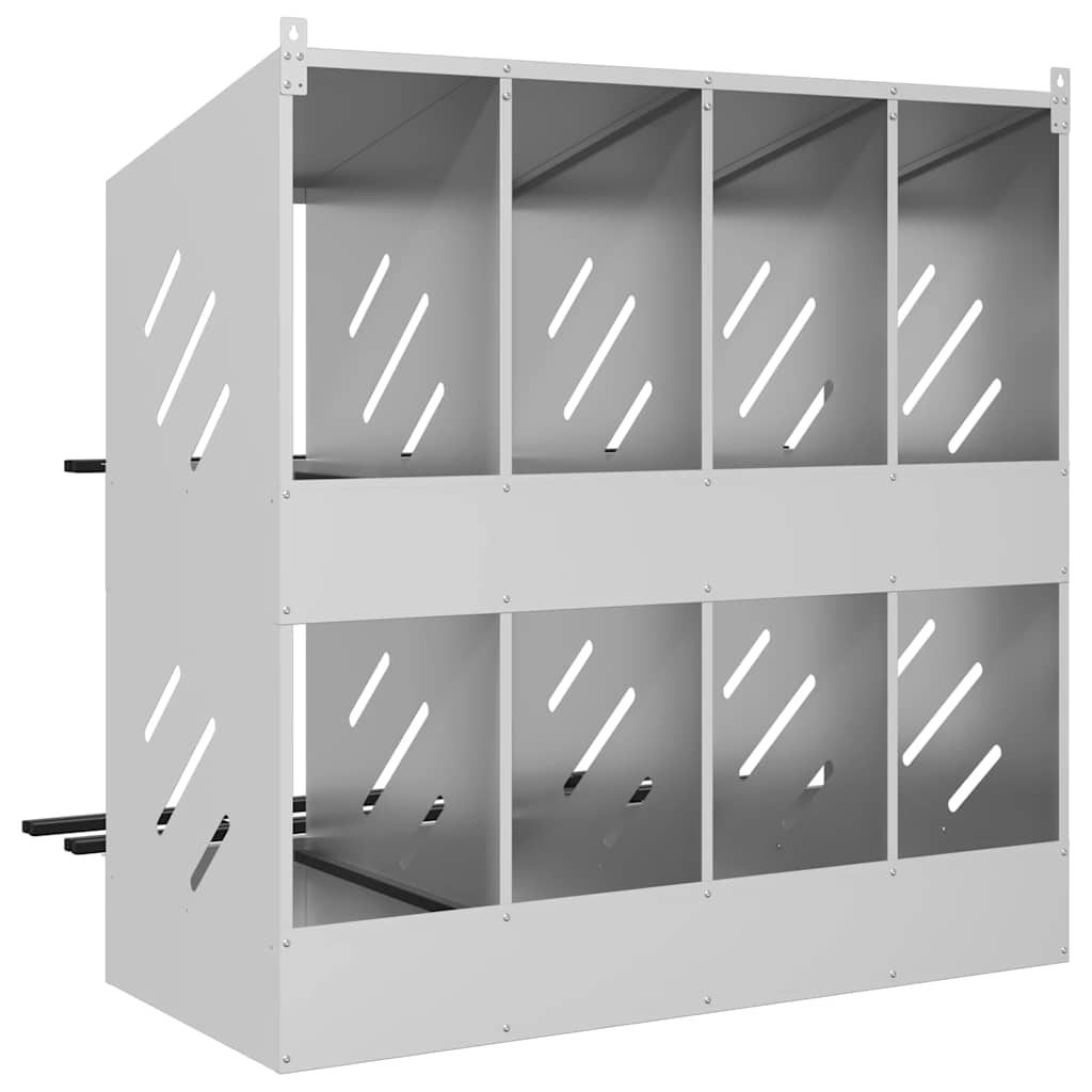 Chicken Nesting Box with 8 Compartments Galvanized Silver Metal