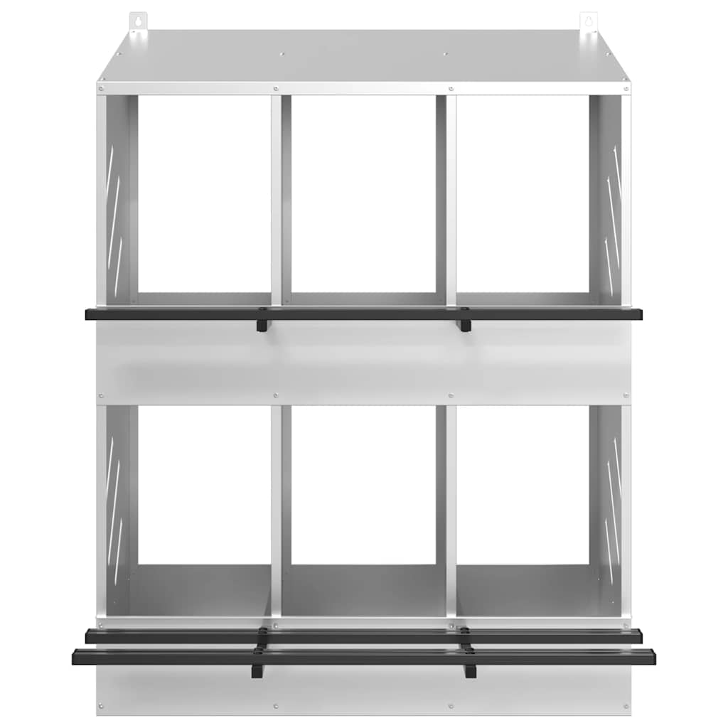 Chicken Nesting Box with 6 Compartments Galvanized Silver Metal