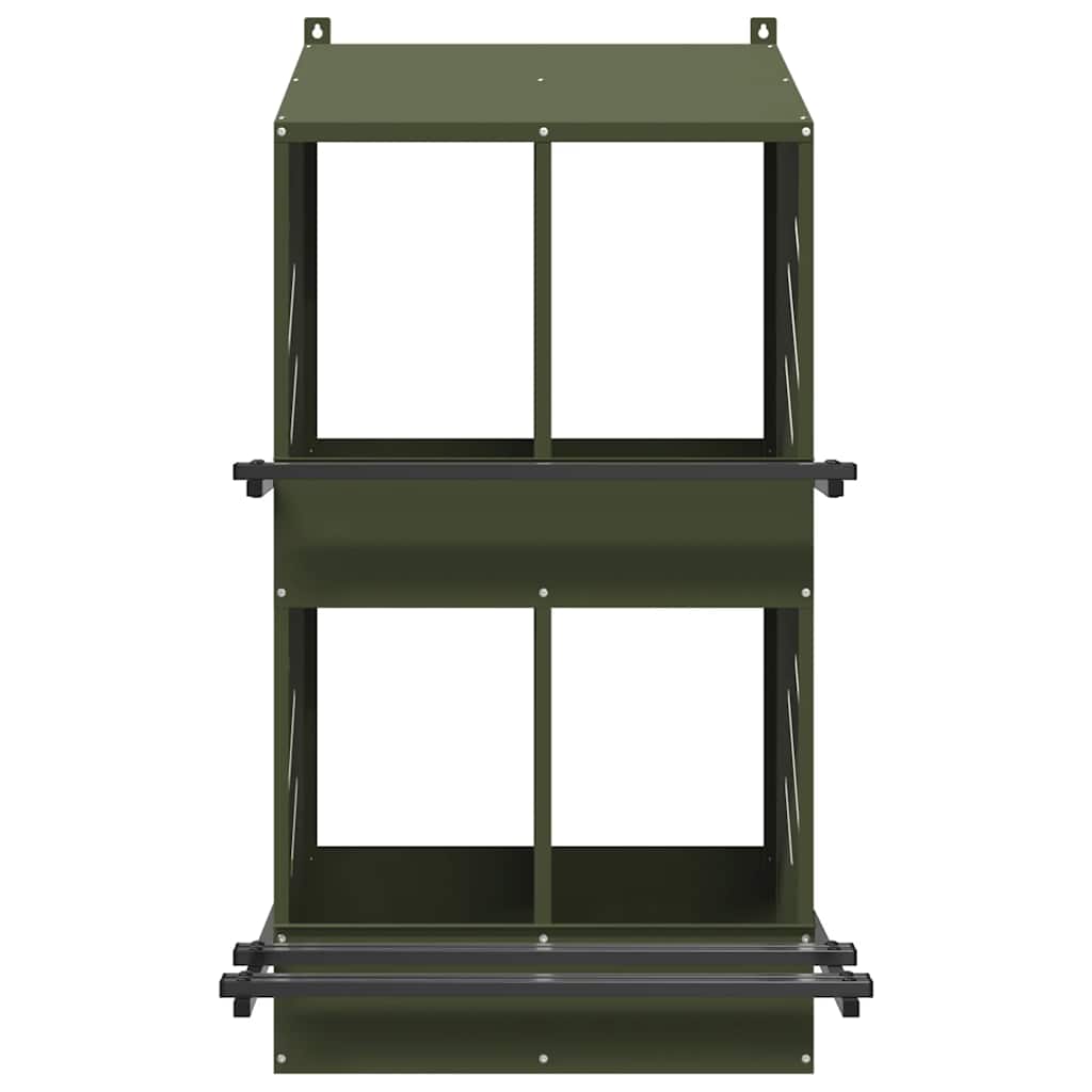 Chicken Nesting Box with 4 Compartments Olive Green Metal