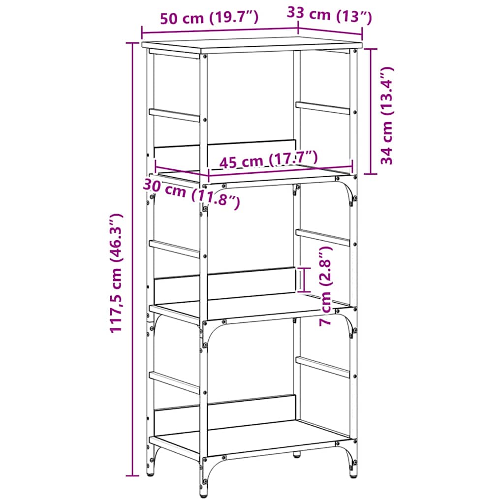 Bookshelf Black oak 50 x 33 x 117.5 cm Engineered Wood
