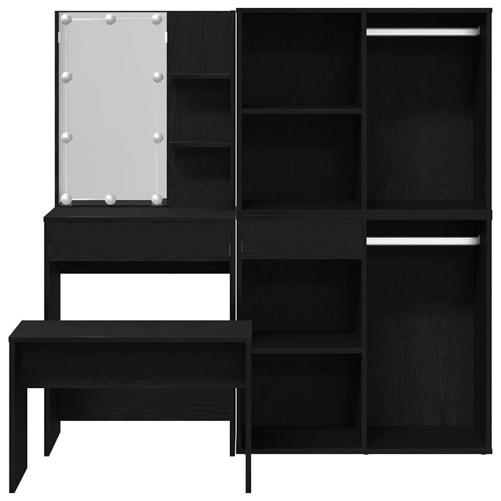 Dressing Table Set with Drawer 2 pcs Black 140 x 40 x 140 cm