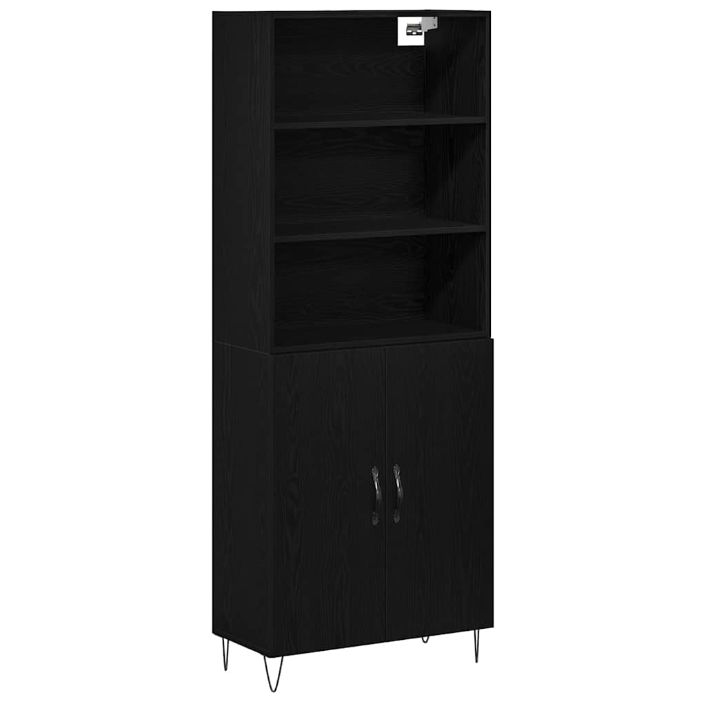 Highboard 2 pcs Black oak 70 x 34 x 180 cm Engineered wood