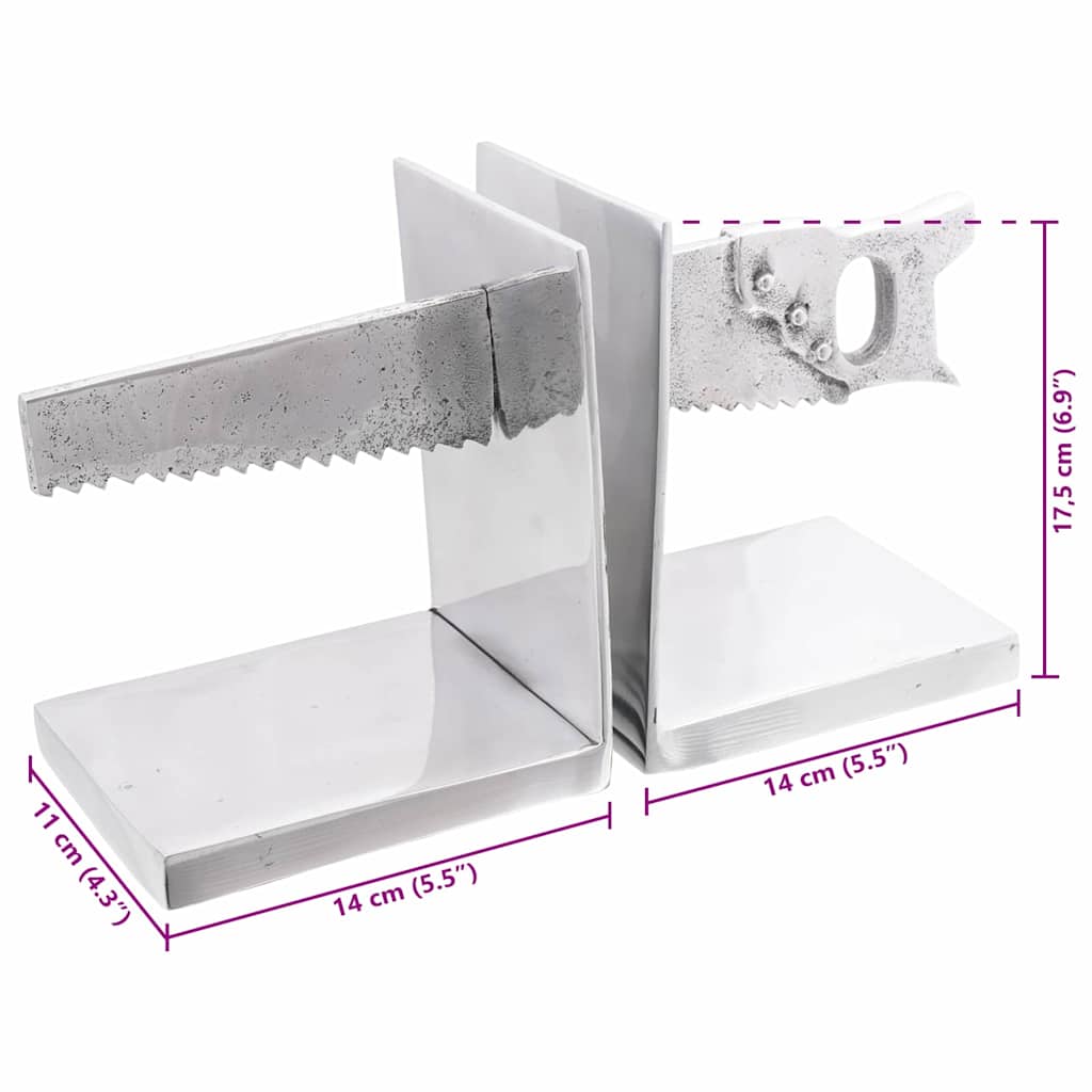 Bookends 2 pcs Silver 11 x 14 x 17.5 cm Aluminium