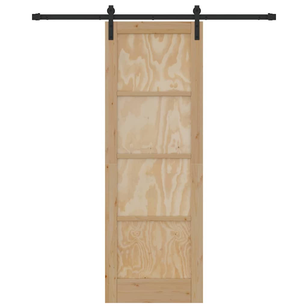 Sliding Door Manual Natural and black 73.5 x 211 cm