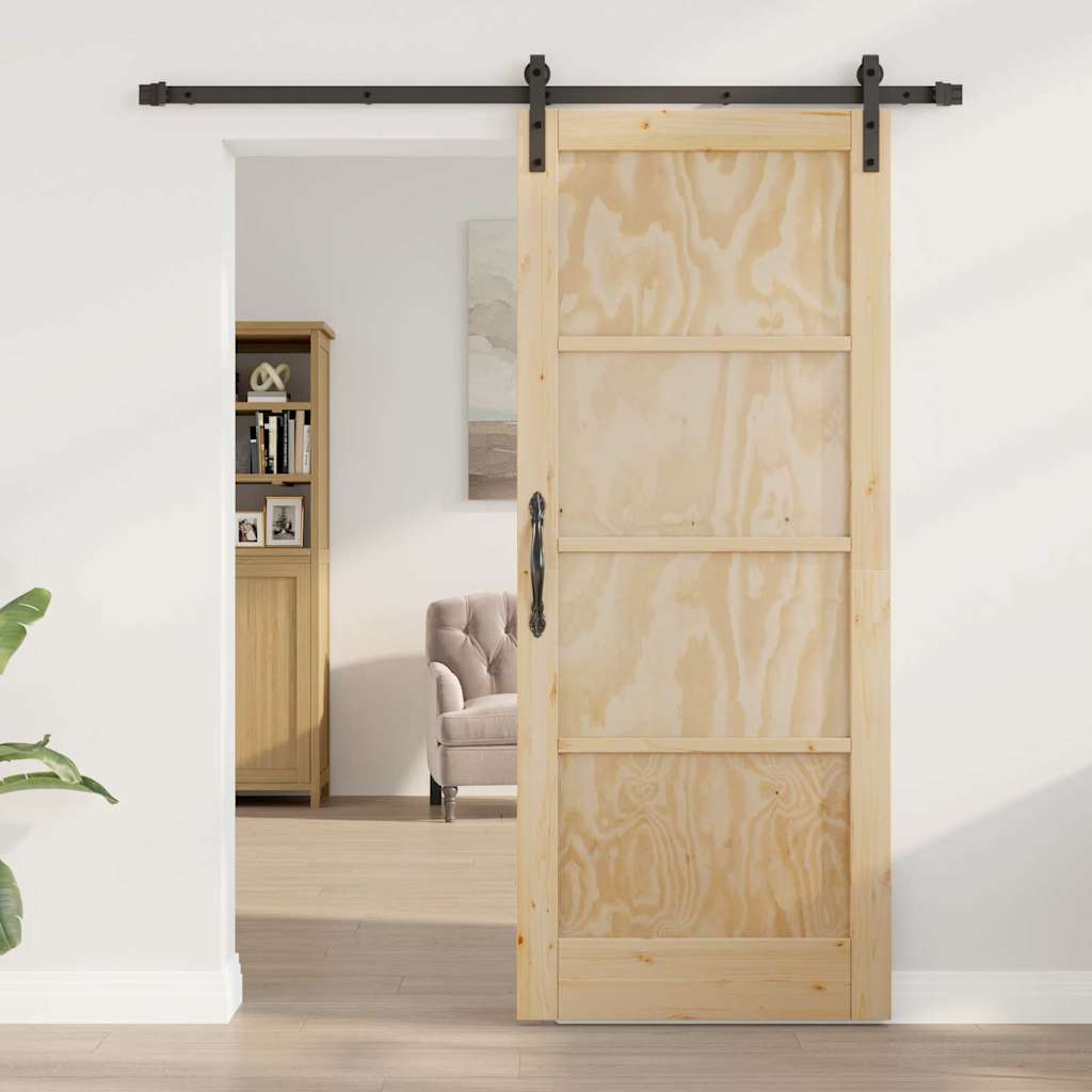 Sliding Door Manual Natural and black 83 x 202 cm