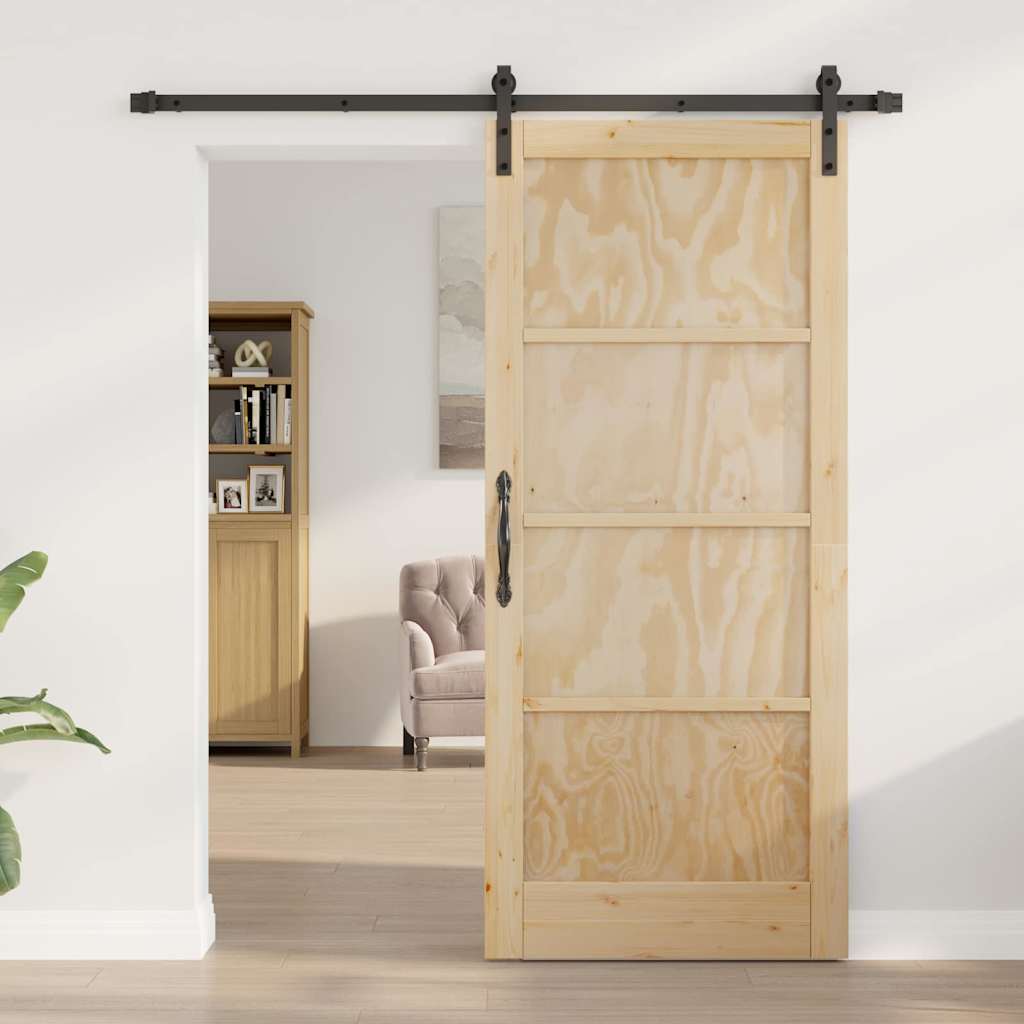 Sliding Door Manual Natural and black 86 x 198.5 cm