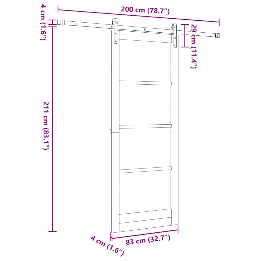 Sliding Door Manual White and black 83 x 211 cm