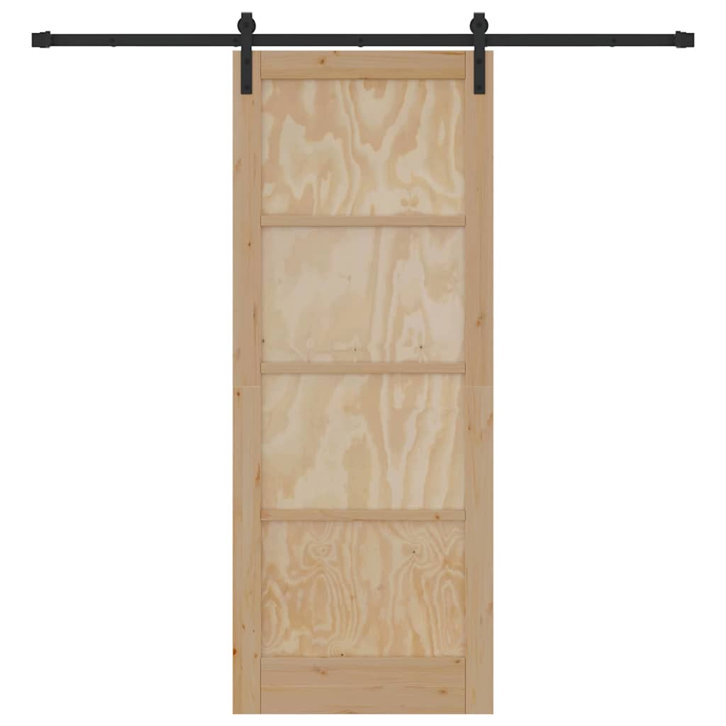 Sliding Door Manual Natural and black 83 x 211 cm