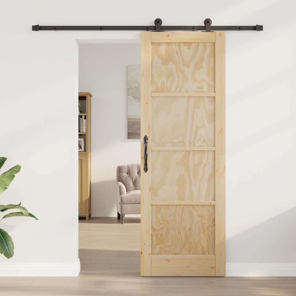 Sliding Door Set Manual Natural and black 73.5 x 211 cm