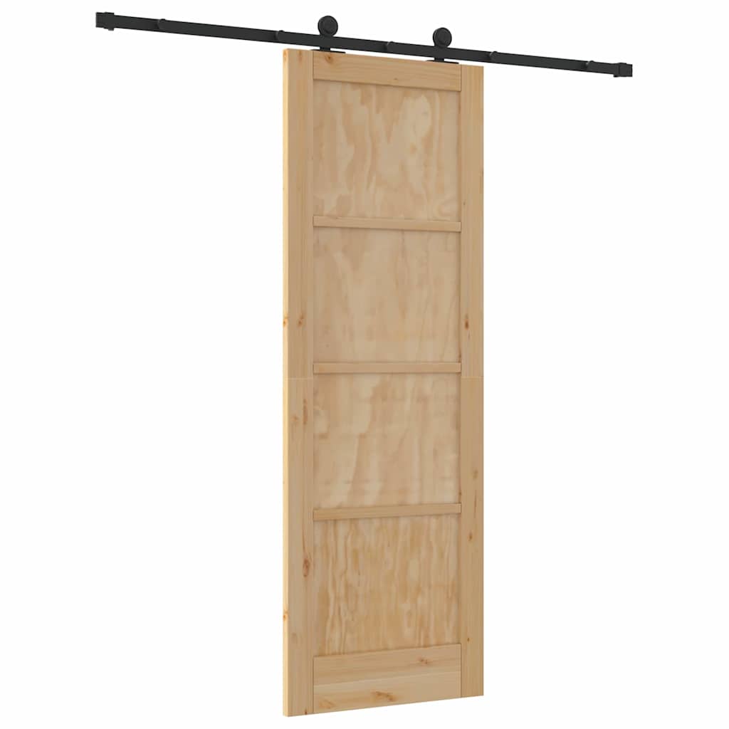 Sliding Door Set Manual Natural and black 73.5 x 211 cm