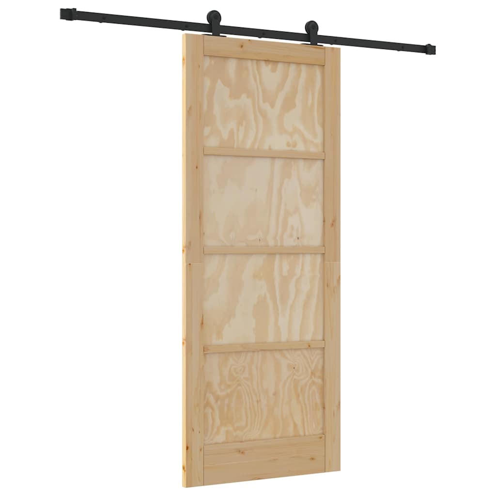 Sliding Door Set Manual Natural and black 83 x 202 cm
